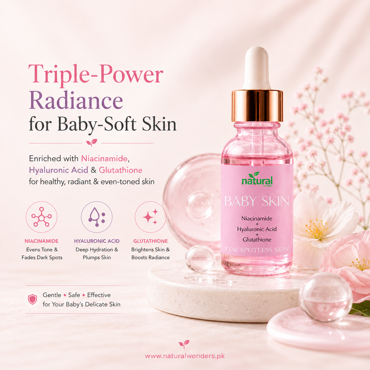 Baby Skin Serum (Niacinamide, Hyaluronic Acid & Glutathione)